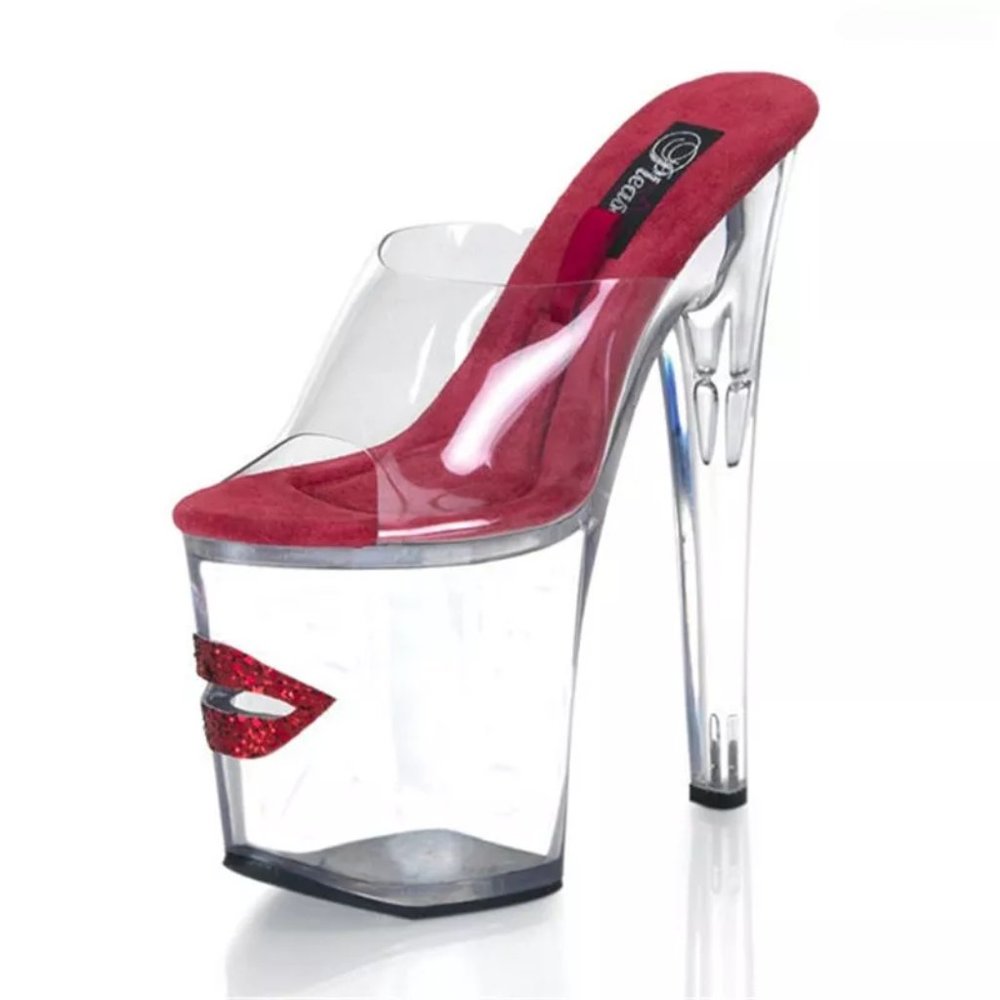 ISO! Tip Jar 801-3 | RED Glitter Lips | US size 7 | Pleaser Heels
